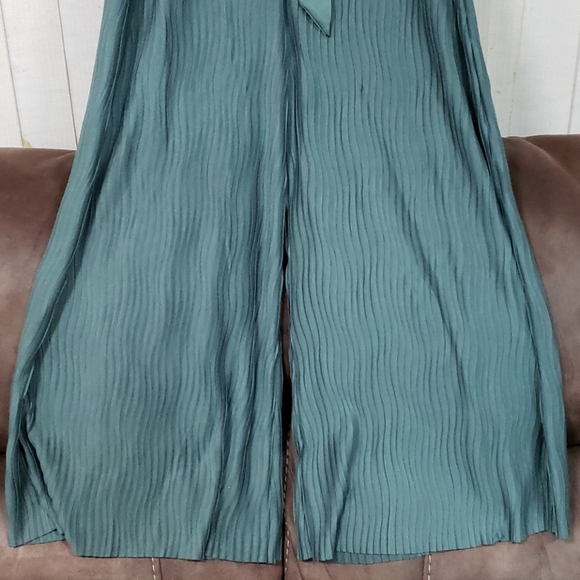 Anthropologie deep teal pleated jumpsuit - Picture 6 of 8